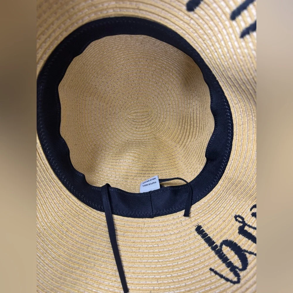 CC Exclusives Paper Floppy Sun Hat with Black Band Adjustable interior band